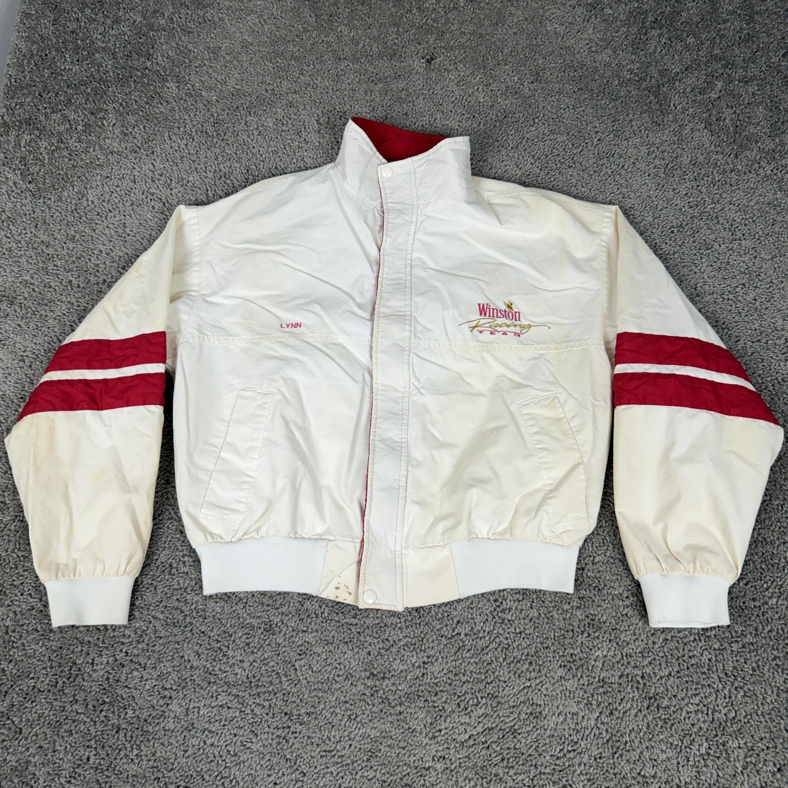 Vintage Winston Racing Team Jacket Womens Xl White Red Nascar Racing Swingster